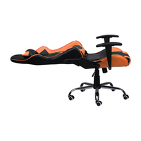 Chaise de Gamer Style Sunlight en Cuir PU, Design Mid-Century Orange et Noir, Pivotante à 360° avec Haut-parleurs et Fonctionnalités de Bureau
