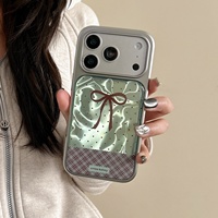 Coque de téléphone créative style INS vert menthe à pois avec nœud papillon pour Apple 17 Pro Max, iPhone 16, 15/14P, 13