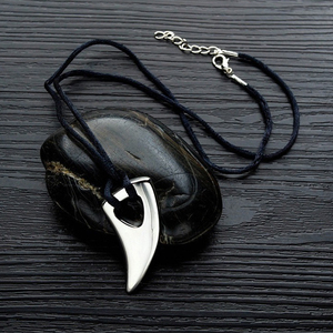 Men's Adjustable Black Chain Alpha Spear Tribal Wolf <strong>Teeth</strong> Pendant Necklace Wolf Fang <strong>Tooth</strong> <strong>Charm</strong> Pendant for Men - Product Image 5