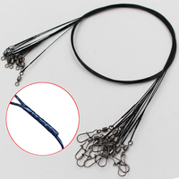 8-50LB Tali Pemimpin Baja Tahan Karat Pra-Rigged 1x7 Berlapis Nilon dengan Swivel Snap Anti-Gigitan untuk Ikan Pike, Muskie, Barracuda