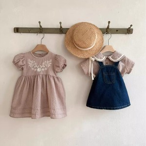 Vestido de Verano 2026 Estilo Coreano para Niñas Pequeñas, con Bordado a Cuadros, Mangas Cortas Abullonadas, Versátil y Casual - Product Image 4