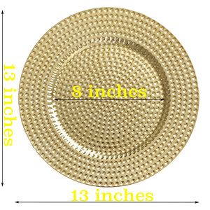 Décoration <span class=keywords><strong>de</strong></span> table ronde élégante pour mariages, événements, dîners gastronomiques, fêtes - Assiette <span class=keywords><strong>de</strong></span> présentation martelée dorée <span class=keywords><strong>de</strong></span> luxe en plastique - Product Image 3