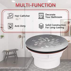 Ralo de Chuveiro de 4-1/4 Polegadas - Conexão Soldada a Solvente para Tubos de 1.5 ou 2 Polegadas - Kit de Ralo de Base de Chuveiro em Aço Inoxidável 304 para Banheiro - Product Image 5