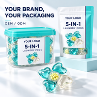 Capsules de lessive 5-en-1 en forme de cœur de 10g avec billes parfumées, boîte de 40 unités pour collections de vente au détail sous marque privée