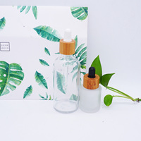 Flacon compte-gouttes transparent à graduation givré de 1oz 30ml avec marquages de mesure en bambou