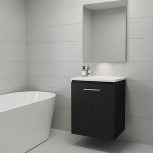 Meuble de salle de bain 24 pouces en bois foncé, design moderne, vasque en céramique sur pied - Product Image 2