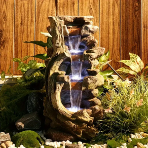 Fuente de Agua Decorativa de Halloween Hecha a Mano, <span class=keywords><strong>con</strong></span> Patrón de Ramas de Piedra de Poliresina, Pintada a Mano, Iluminada, Escultura de Niveles para Interiores - Product Image 2