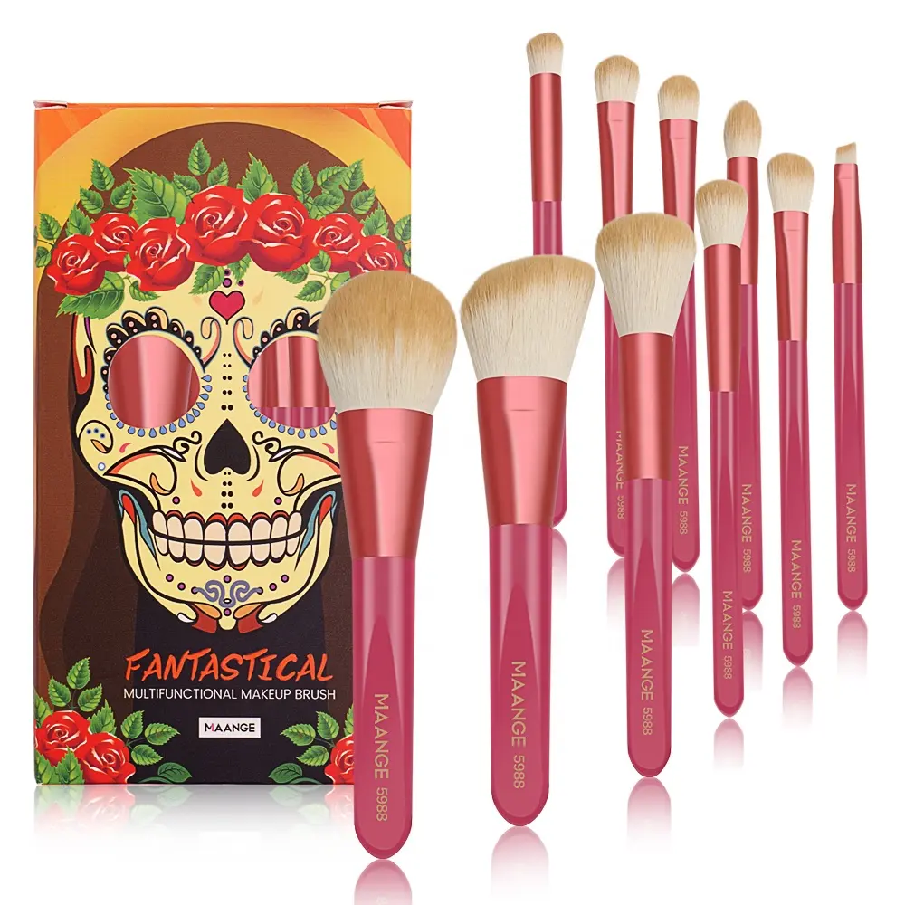 Maange wholesale new In Stock Multicolor Fashion Cosmetic Brushes Beauty Halloween Makeup Brush Set With Box