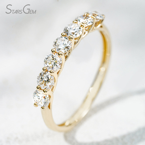 แหวนเพชรแล็บทองคำ 10K ทรงเจ็ดเจ้าหญิง ขนาด 3.3 มม. เพชรแล็บทรงกลมสีเหลืองขาว พร้อมใบรับรอง IGI - Product Image 3