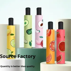 Paraguas Manual de 3 Pliegues con Estampado de Frutas, Protección UV y Resistente a la Lluvia, Estructura de Hierro, Venta Directa de Fábrica - Product Image 2