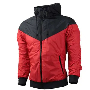 Оптовая продажа, мужская легкая нейлоновая водонепроницаемая куртка на молнии в стиле ретро с логотипом, Высококачественная уличная одежда в стиле пэчворк, Мужская ветровка