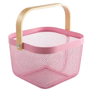 Grocery store Cosmetics Storage Baskets Iron Wire Mesh hand Shopping Basket