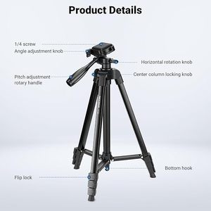 Trépied <span class=keywords><strong>NEEWER</strong></span> version débutant pour téléphone portable et appareil photo, support de voyage léger et portable en métal pour l'enregistrement vidéo et le tournage - Product Image 6
