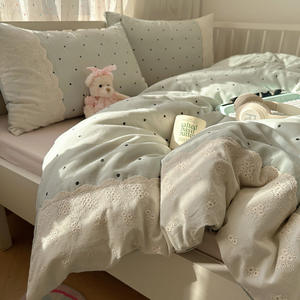 طقم فراش نوم فرنسي من القطن الخالص لحفلات الزفاف مكون من سبع قطع ، طقم لحاف على طراز الأميرة مقاوم للماء عالي الجودة 300tc - Product Image 6