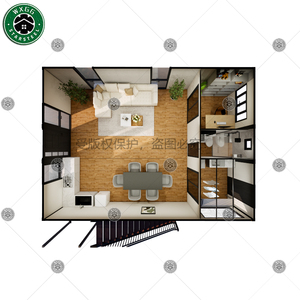 Villa préfabriquée en métal ondulé noir à 2 étages, maison modulaire préfabriquée moderne avec escalier extérieur et balcon, Multi-B - Product Image 4