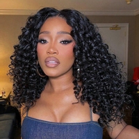 Perruque X-TRESS T Part Lace Front Moelleuse et Grande Bouclée, Cheveux Noirs Naturels, Perruque Bob Courte Afro Bombée Bouclée Sans Colle, Cheveux Synthétiques