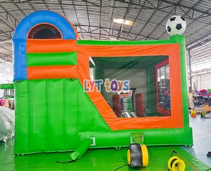Castello Gonfiabile Multifunzionale con Scivolo e Area Salto a Tema Calcio per Feste in Giardino - Product Image 6