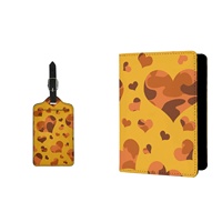 Ensemble d'étiquettes de bagages personnalisées en polyester à motif cœur camouflage, élégantes, de marque JP, pour tous les voyages et toutes les saisons