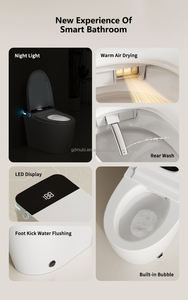 Toilette intelligente sans réservoir avec écran orange, à poser au sol, en céramique, électrique, avec bidet automatique, télécommande incluse - Product Image 4