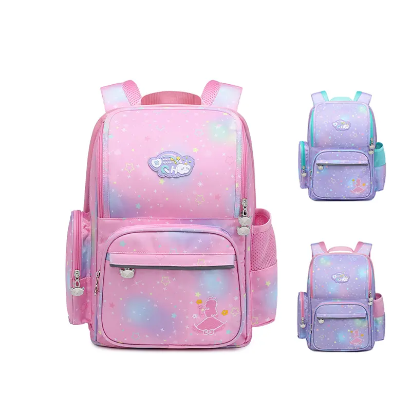 New designed fashion school bag heat transfer pattern girl bag waterproof light weight for primary school bag