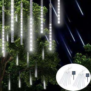 REEHAND Guirlande Lumineuse <span class=keywords><strong>Solaire</strong></span> 8 Tubes 288 LED Effet Pluie de Météores IP65 Dimmable 7,2 m pour Jardin, <span class=keywords><strong>Terrasse</strong></span>, Mariages et Fêtes, Éclairage Extérieur - Product Image 1