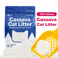 Litière pour chat en manioc naturel Runzheng, faible teneur en poussière, agglomération rapide, écologique, biodégradable, à base de plantes, sphérique blanche, 2 kg, sous vide