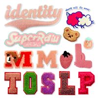 Numéros personnalisés lettres Chenile Patch Logo pas cher broderie fer sur Chenille patchs lettres pour vêtements de sport