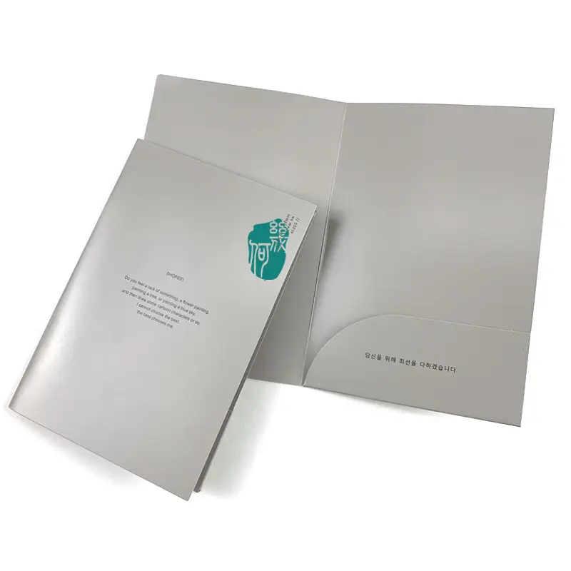 Pasta de apresentação de cartão de visita de papel A3 personalizado de luxo com bolso e porta-cartões