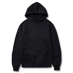 Sudadera con Capucha Negra, con Cordón Ajustable y Bolsillo Frontal, para Uso Casual - Product Image 1