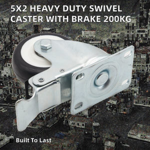 Schwerlast-Stahl-Eisenkern-Schwenkrolle mit Bremse, 200 kg Tragfähigkeit, Direkt vom Hersteller - Product Image 2