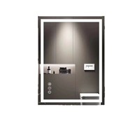 Cermin Anti Kabut LED dengan Sakelar Sentuh, Cermin Kamar Mandi Anti Embun HD Perak dengan Lampu Latar, Cermin Rias Dinding yang Dapat Diredupkan, Cermin Vanity Custom