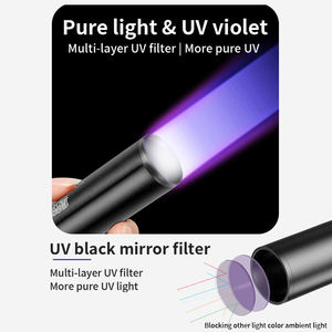 Lampe torche à lumière noire rechargeable, puissante, tactique, lampes de camping portables à LED, 2 modes, lanternes UV - Product Image 4