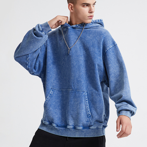 Sudadera con capucha de lavado ácido de gran tamaño con logotipo personalizado Fabricante Sudadera con capucha de algodón 100% Sudadera con capucha lavada vintage de alta calidad Sudaderas para hombre - Product Image 3