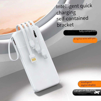 Affichage LED 4 câbles intégrés USB Type-C Haute capacité 10W Sortie Personnalisable 10000mAh Li-Polymère Mini Banque d'alimentation portable