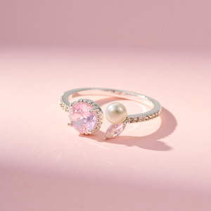 Freshwater Pearl Zircon Fishtail <b>Open</b> <b>Ring</b> Adjustable Index Finger Fashion Jewelry Party Accessory - Product Image 4