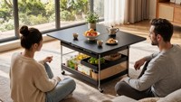 Table basse mobile pliable en bois de style minimaliste moderne et ensemble de meubles de salon pour petits appartements