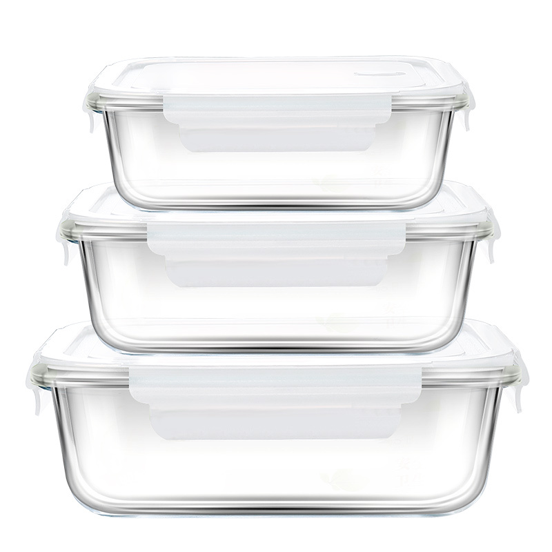 High-borosilicate Glass Modern Multifunctional Lunch Box Set Microwave-safe Heatable Leak Proof Dishwasher Safe Food Grade 3