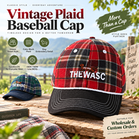 Casquette de baseball vintage unisexe avec motif à carreaux et broderie de chien saucisson, chapeau streetwear, logo personnalisé, commandes en petites séries
