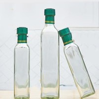 Bouteilles en verre carrées transparentes vides de 100 ml, 250 ml, 500 ml, 750 ml, 1000 ml pour sauce, vinaigre, huile d'olive extra vierge, avec couvercles