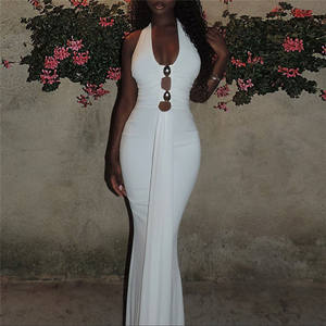 Abito lungo da <span class=keywords><strong>donna</strong></span> sexy con scollo all'americana, senza maniche, scollato sulla schiena, aderente, per <span class=keywords><strong>compleanno</strong></span> o serate eleganti - Product Image 3