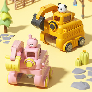 Children's Excavator Water Cup With Straw Cartoon Design For Kids Back To School Gift Plastic Drinkware - Product Image 1