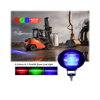 Lampe de signalisation de zone pour chariot élévateur à LED 15W, homologuée Emark, noire/chromée, avec masque, lumière de sécurité RGB