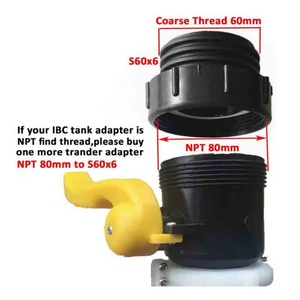 Adaptateur de vidange de réservoir d'eau NPT 62 mm vers S60 x 6 pour tuyau d'arrosage, raccord mâle IBC, convertisseur d'eau de pluie, raccord pour bac à eau - Product Image 3