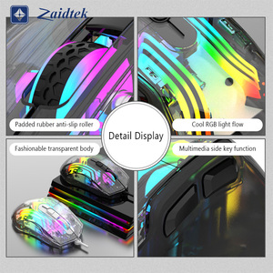 Souris de jeu filaire USB programmable à 6 boutons RGB Macro, optique 1000 Hz, entièrement transparente en cristal - Product Image 6