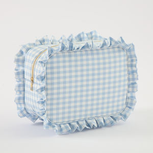 Keymay Stock S <span class=keywords><strong>M</strong></span> L XL褶边袋方格袋可爱洗漱包收纳包女士旅行褶边格子化妆包 - Product Image 2