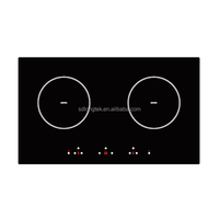 Table de cuisson à induction encastrable 2 feux en verre cristal noir avec commande tactile par capteur 4000W, cuisinière électrique domestique