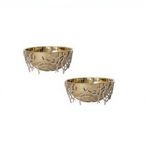 Cuenco para servir de color dorado de acero inoxidable con soporte de latón Cuenco decorativo de calidad superior a precios aceptables - Product Image 1