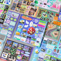 Mr.Paper – Livre d'autocollants écologiques Y2K rétro, autocollants carrés vintage pour journalisation, scrapbooking et coques de téléphone, loisirs créatifs DIY