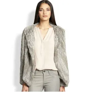 YR760 Venda Quente Inverno Vestuário Mão Knit Rabbit Fur Jacket para As Mulheres