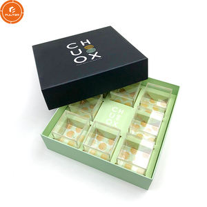 Boîte à bonbons en acrylique, lot de 9 séparateurs de luxe, couleur vert gaufré, en carton, pour eid mubarak, emballage cadeau pour aliments - Product Image 2